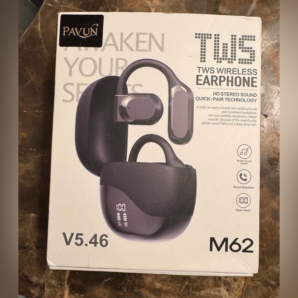 PAYUN TWS Wireless Earphones - Black (open ear)